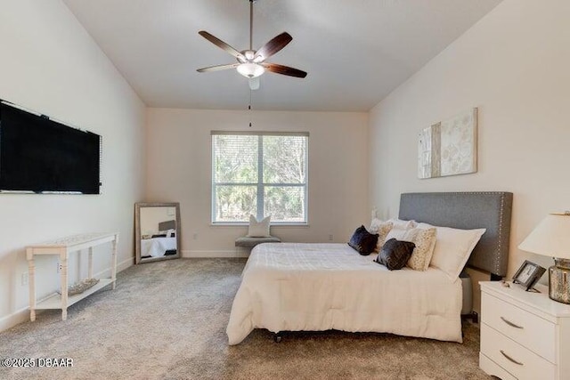 112 Chelsea Place Ave, Ormond Beach, FL 32174 - bedroom with light colored carpet, baseboards, ceiling fan, and lofted ceiling