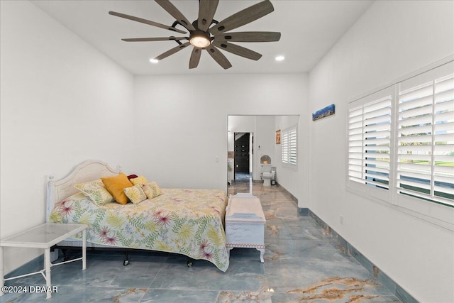 bedroom featuring ceiling fan