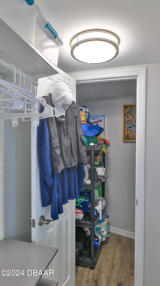 spacious closet featuring hardwood / wood-style flooring