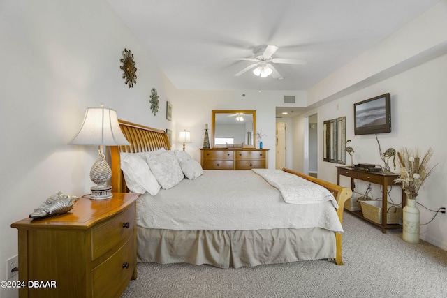 bedroom with carpet floors and ceiling fan