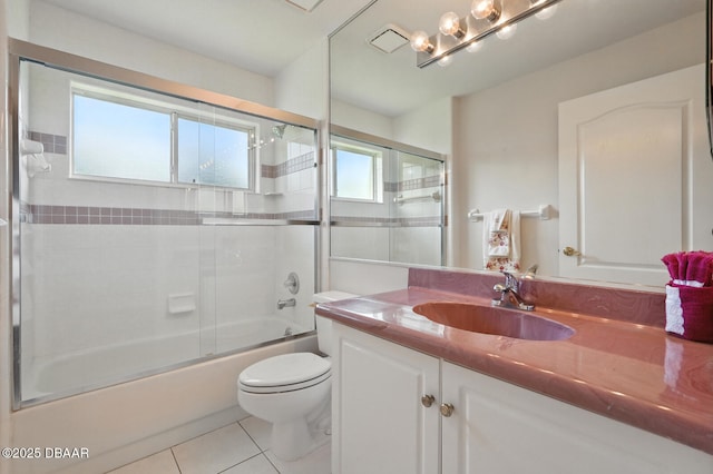 3776 Sweet Grove Ct, Port Orange, FL 32129 - full bath featuring vanity, tile patterned floors, and shower / bath combination with glass door