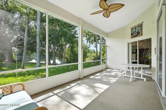 3776 Sweet Grove Ct, Port Orange, FL 32129 - sunroom featuring ceiling fan and vaulted ceiling