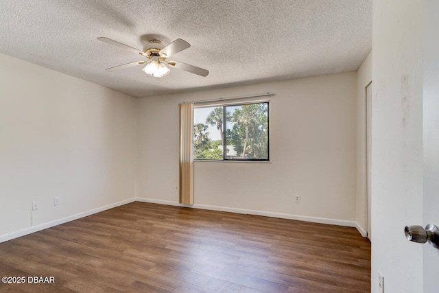 188 W Sandalwood Ct, Daytona Beach, FL 32119 - spare room featuring ceiling fan, a textured ceiling, baseboards, and wood finished floors