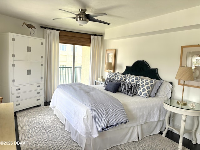 4565 S Atlantic Ave Unit 5501, Port Orange, FL 32127 - bedroom with access to outside and a ceiling fan