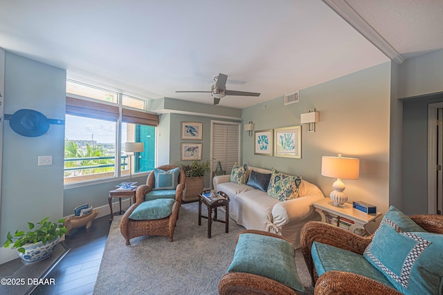 4565 S Atlantic Ave Unit 5501, Port Orange, FL 32127 - living area with wood finished floors and ceiling fan