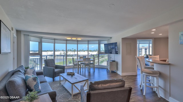 2625 S Atlantic Ave Unit 5Sw, Daytona Beach, FL 32118 - living room with dark wood finished floors and recessed lighting
