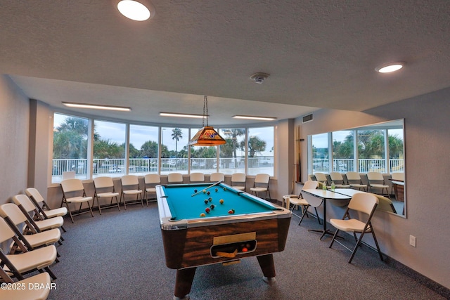 2625 S Atlantic Ave Unit 5Sw, Daytona Beach, FL 32118 - recreation room featuring carpet, pool table, and a textured ceiling