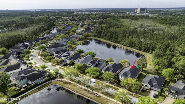 408 Chelsea Place Ave, Ormond Beach, FL 32174 - bird's eye view with a water view, a view of trees, and a residential view