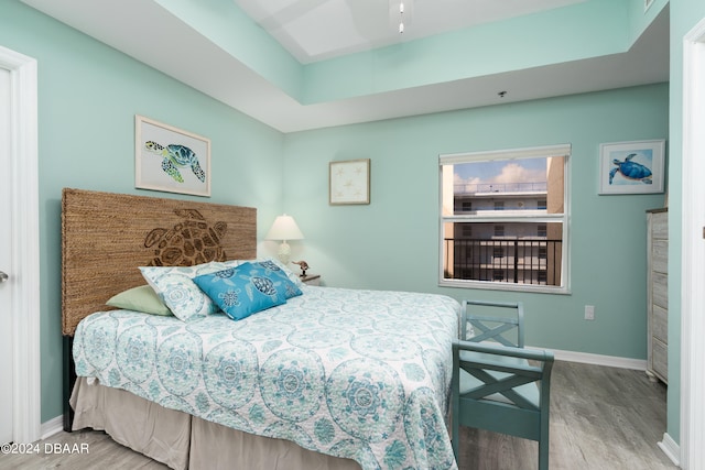 bedroom featuring light wood-type flooring