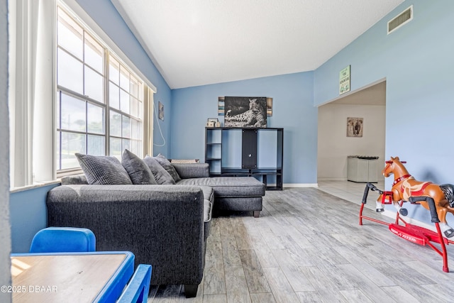 3618 Dame St, Port Orange, FL 32129 - living room featuring lofted ceiling and wood finished floors