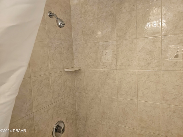 interior details featuring shower / tub combo with curtain