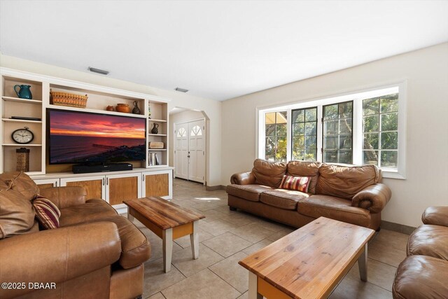 view of tiled living room