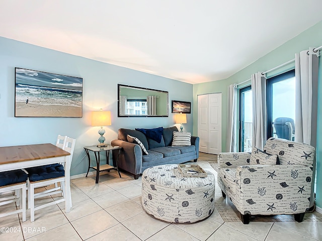 view of tiled living room