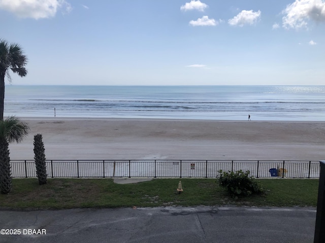 view of water feature featuring a beach view