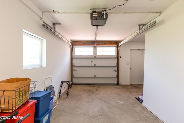 garage with a garage door opener