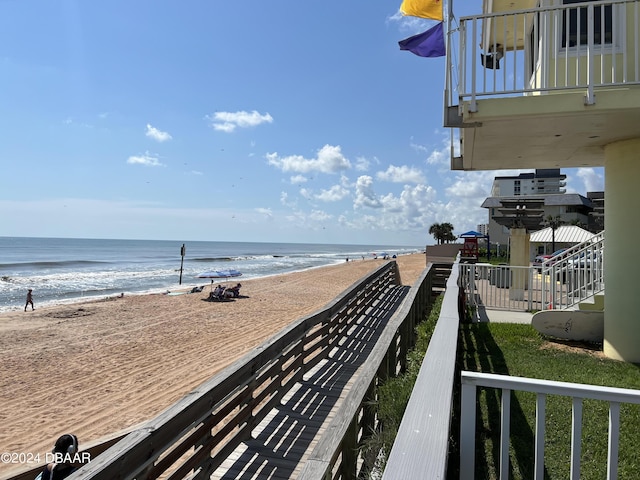 view of water feature with a view of the beach