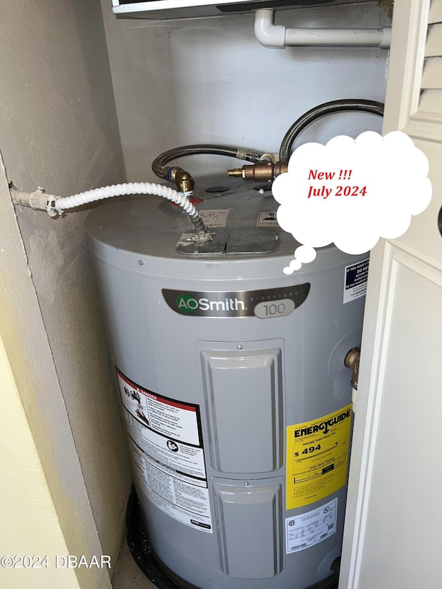 utility room with water heater