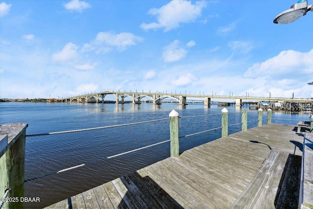 view of dock featuring a water view