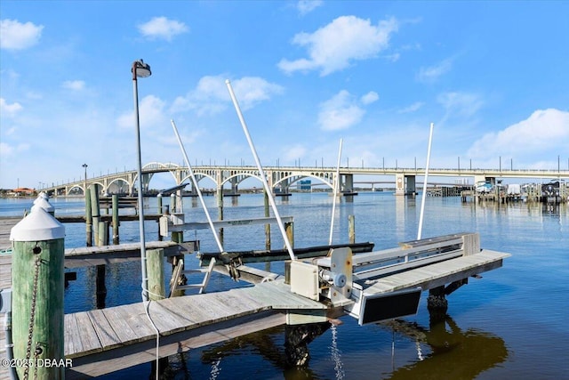 view of dock featuring a water view