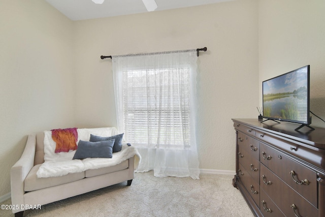 2141 Springwater Ln, Port Orange, FL 32128 - sitting room with light carpet and a ceiling fan