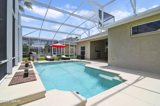 2141 Springwater Ln, Port Orange, FL 32128 - swimming pool featuring a patio area and glass enclosure