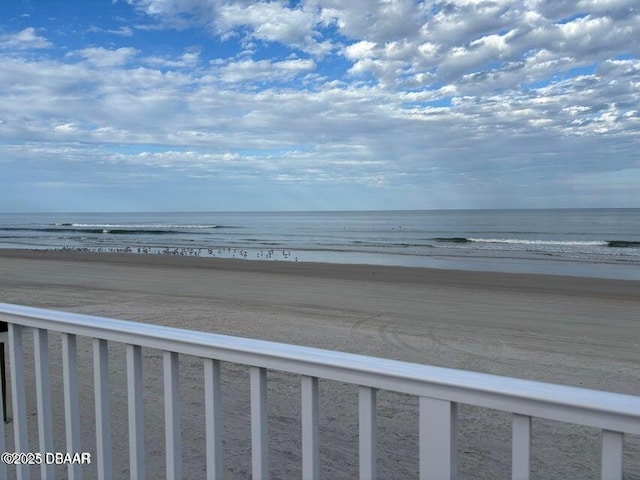 property view of water featuring a beach view