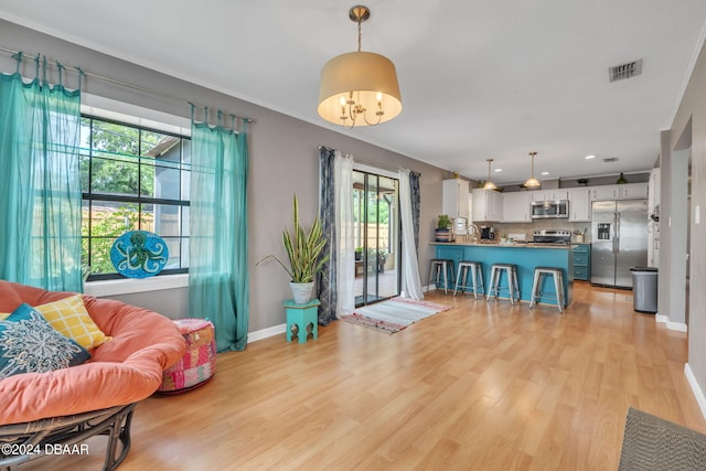 living room with light wood-type flooring