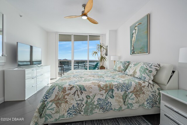 231 Riverside Dr Unit 1903-1, Daytona Beach, FL 32117 - bedroom with access to outside, floor to ceiling windows, and ceiling fan