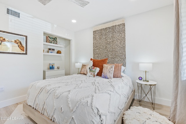 bedroom featuring light wood-type flooring