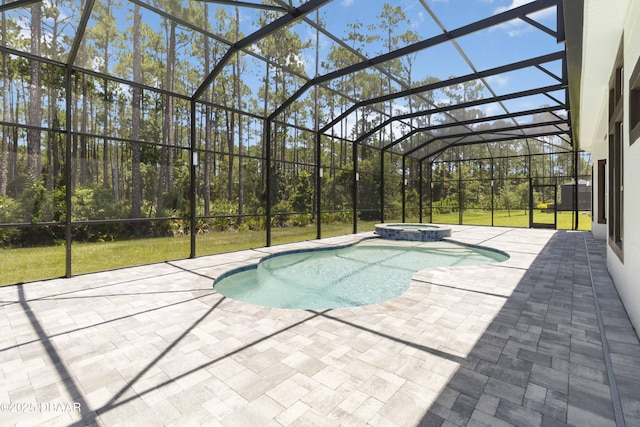 336 Stirling Bridge Dr, Ormond Beach, FL 32174 - view of pool with a patio area, a pool with connected hot tub, and a lanai