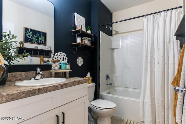 2756 Star Coral Ln, New Smyrna Beach, FL 32168 - bathroom with vanity, shower / bath combo, toilet, and tile patterned floors