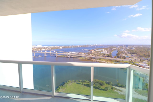 balcony with a water view