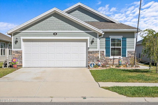 20 Willow St, Palm Coast, FL 32164 - craftsman-style home with an attached garage, driveway, and stone siding