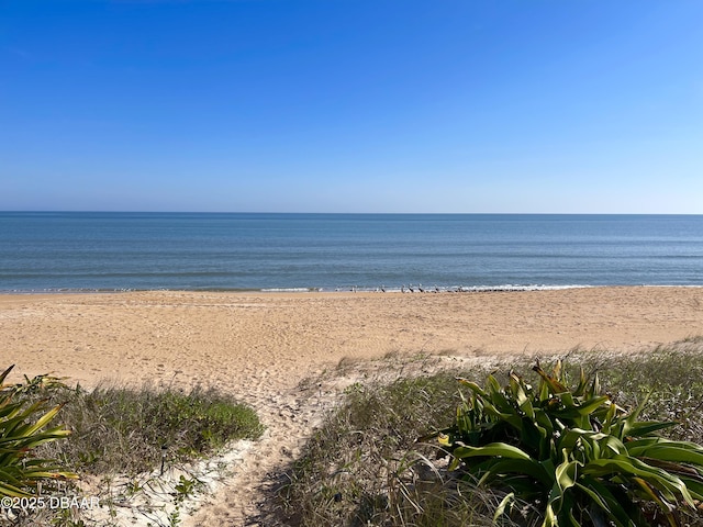 view of water feature with a view of the beach