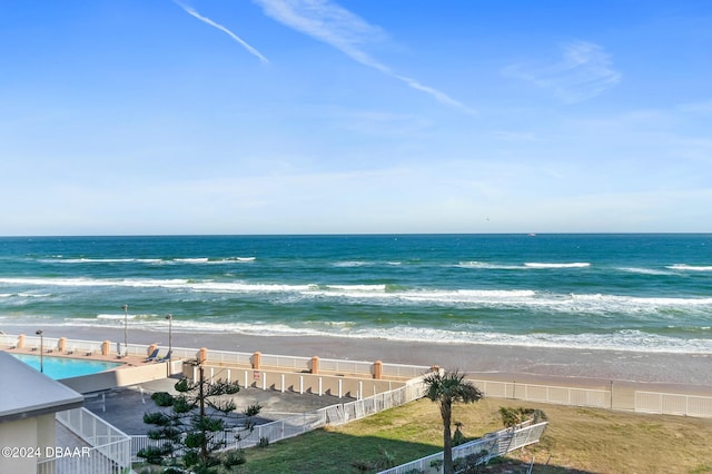 property view of water with a beach view