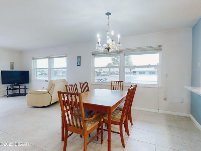 dining room with plenty of natural light and a notable chandelier