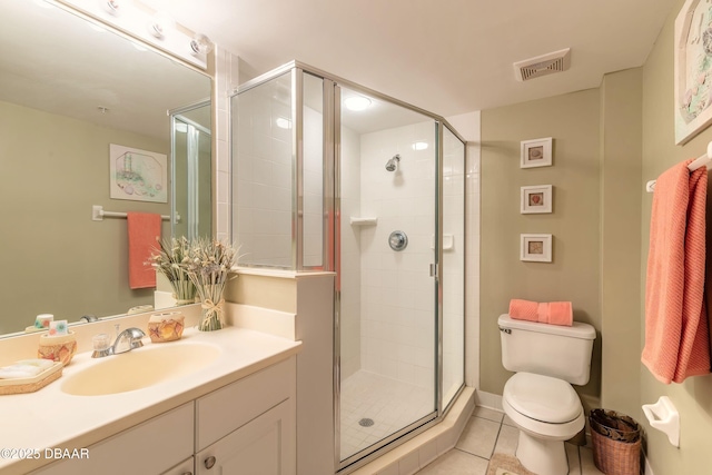 2055 S Atlantic Ave Unit 710, Daytona Beach, FL 32118 - full bathroom featuring toilet, tile patterned flooring, vanity, and a shower stall