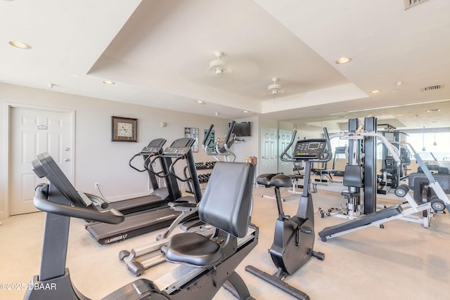 2055 S Atlantic Ave Unit 710, Daytona Beach, FL 32118 - workout area featuring a raised ceiling and recessed lighting