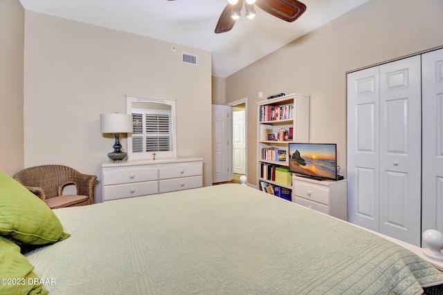 4670 Links Village Dr Unit B102, Ponce Inlet, FL 32127 - bedroom featuring a closet and a ceiling fan