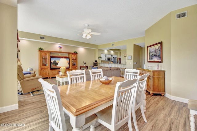 4670 Links Village Dr Unit B102, Ponce Inlet, FL 32127 - dining area with a ceiling fan, light wood-style floors, and baseboards
