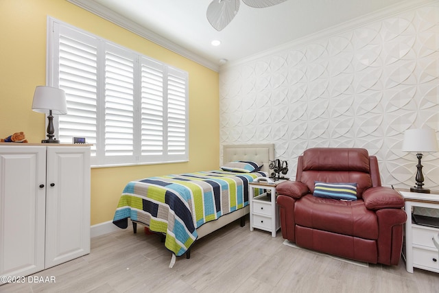 838 Attitude Ave, Daytona Beach, FL 32124 - bedroom with ornamental molding, light wood-type flooring, and baseboards