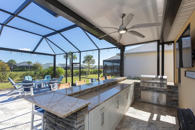 838 Attitude Ave, Daytona Beach, FL 32124 - view of patio / terrace featuring a lanai and a ceiling fan