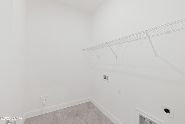 washroom featuring washer hookup, laundry area, hookup for an electric dryer, and baseboards