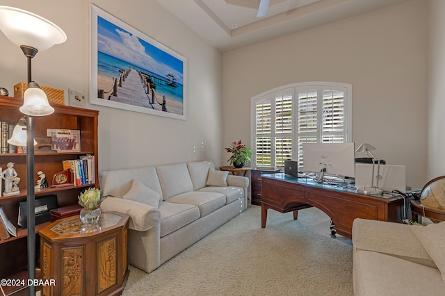 view of carpeted office space