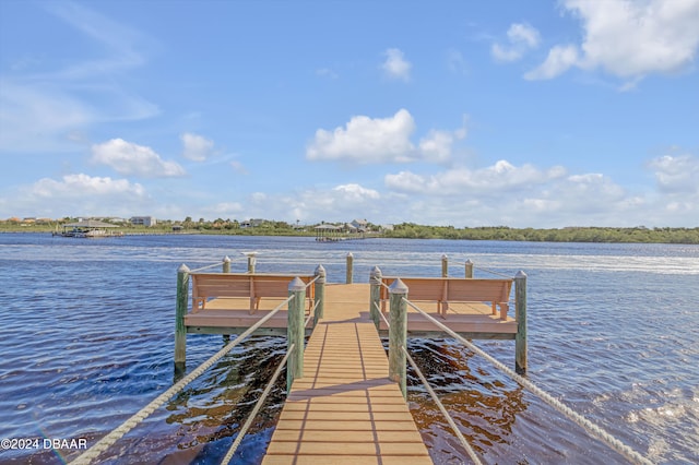 dock area featuring a water view