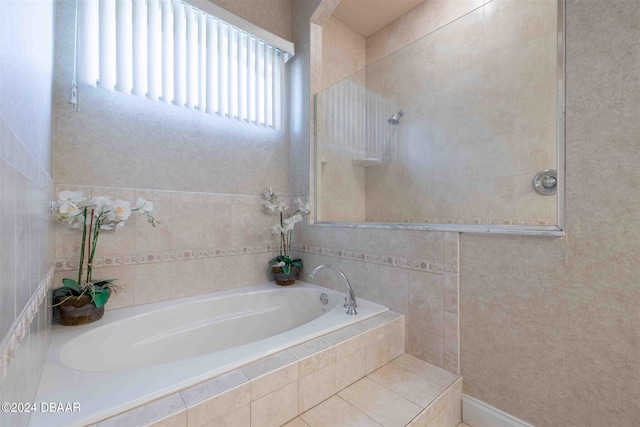 bathroom with tiled tub