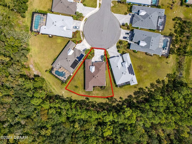 1124 Sea Shell Ct, Daytona Beach, FL 32124 - aerial view of residential area featuring property boundaries highlighted