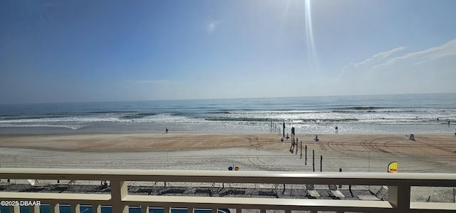 view of water feature with a view of the beach