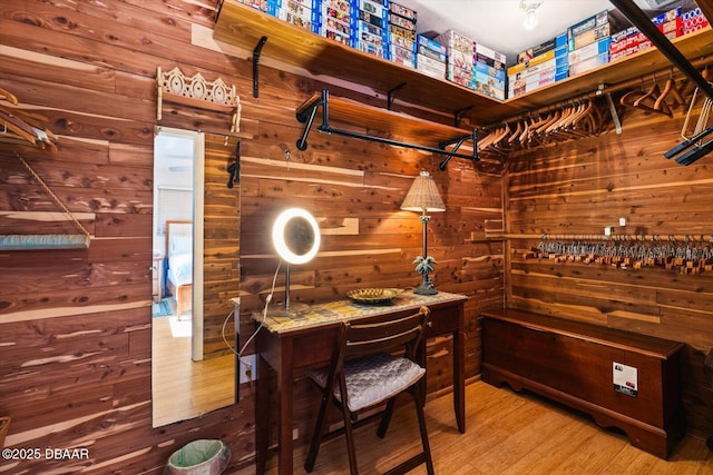 153 University Cir, Ormond Beach, FL 32176 - home office with wooden walls and wood finished floors