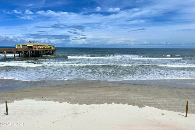 view of water feature with a view of the beach